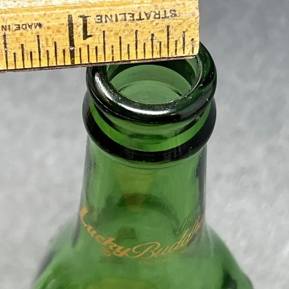 Lucky Buddha Beer Bottle Green Glass Empty Collectible Barware Decor